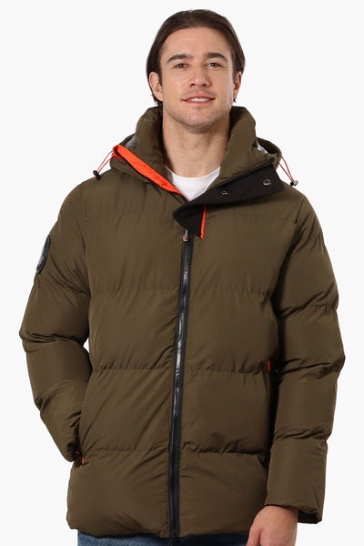 Canada Weather Gear Contrast Trim Bubble Bomber Jacket - Olive - Mens Bomber Jackets - Canada Weather Gear