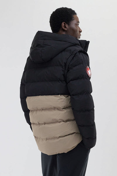 Canada Weather Gear Colour Block Zip Off Sleeve Bomber Jacket - Beige - Mens Bomber Jackets - Canada Weather Gear