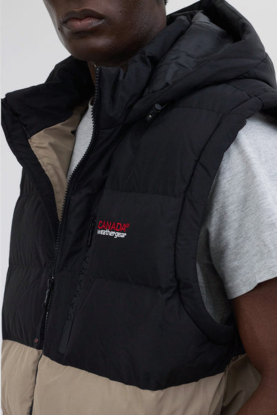 Canada Weather Gear Colour Block Zip Off Sleeve Bomber Jacket - Beige - Mens Bomber Jackets - Canada Weather Gear