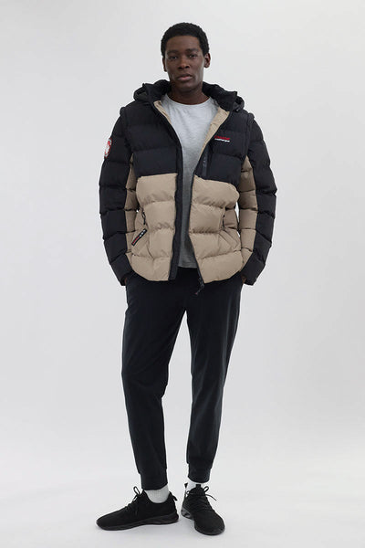 Canada Weather Gear Colour Block Zip Off Sleeve Bomber Jacket - Beige - Mens Bomber Jackets - Canada Weather Gear