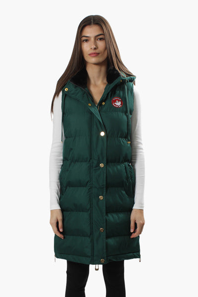 Canada Weather Gear Side Zip Long Puffer Vest - Green - Womens Vests - Canada Weather Gear