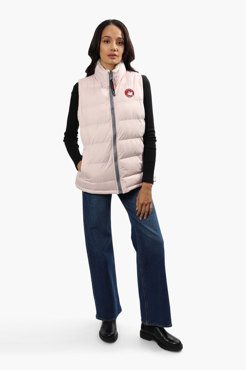 Canada Weather Gear Sherpa Collar Bubble Vest - Pink - Womens Vests - Canada Weather Gear