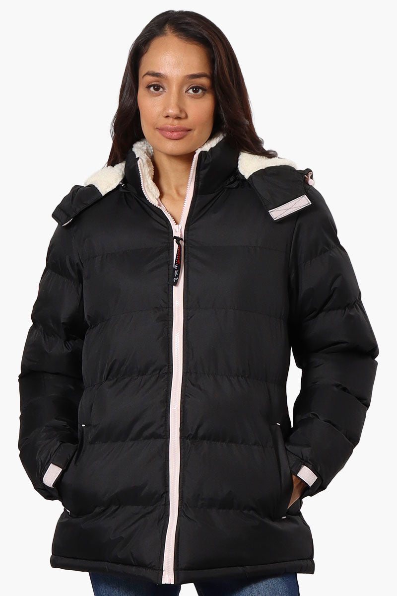 Canada Weather Gear Solid Bubble Bomber Jacket - Black - Womens Bomber Jackets - Fairweather