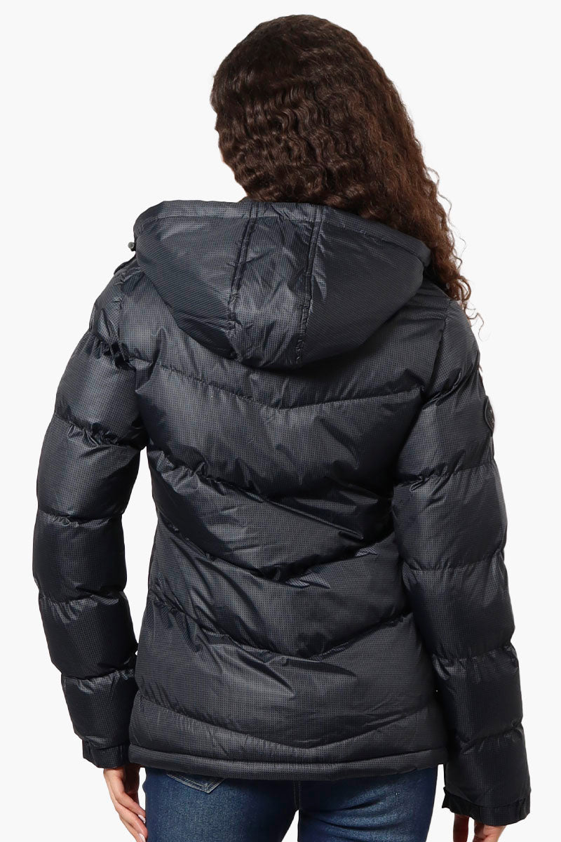 Canada Weather Gear Grid Pattern Bubble Bomber Jacket - Black - Womens Bomber Jackets - Canada Weather Gear