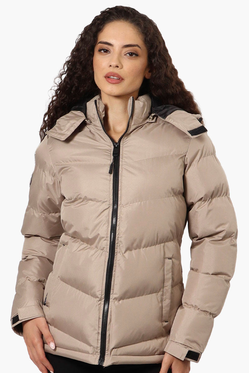 Canada Weather Gear Solid Bubble Bomber Jacket - Taupe - Womens Bomber Jackets - Canada Weather Gear