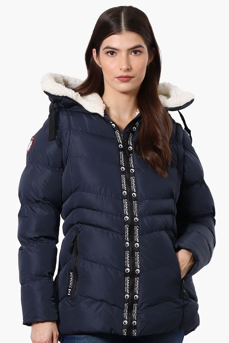 Canada Weather Gear Zip Off Sleeve Bomber Jacket - Navy - Womens Bomber Jackets - Canada Weather Gear