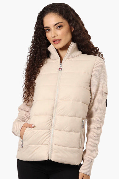 Canada Weather Gear Sweater Knit Polyfill Lightweight Jacket - Cream - Womens Lightweight Jackets - Canada Weather Gear