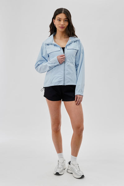 Canada Weather Gear Hooded 4 Pocket Zip Up Lightweight Jacket - Blue - Womens Lightweight Jackets - Canada Weather Gear