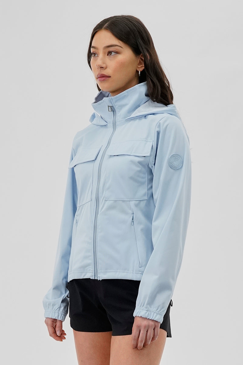 Canada Weather Gear Hooded 4 Pocket Zip Up Lightweight Jacket - Blue - Womens Lightweight Jackets - Canada Weather Gear