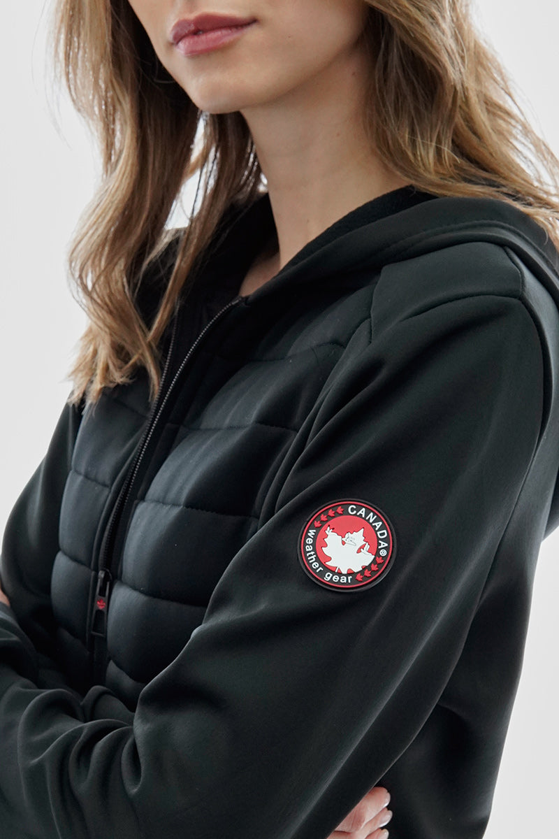 Canada Weather Gear Puffer Techno Fleece Lightweight Jacket - Black - Womens Lightweight Jackets - Canada Weather Gear