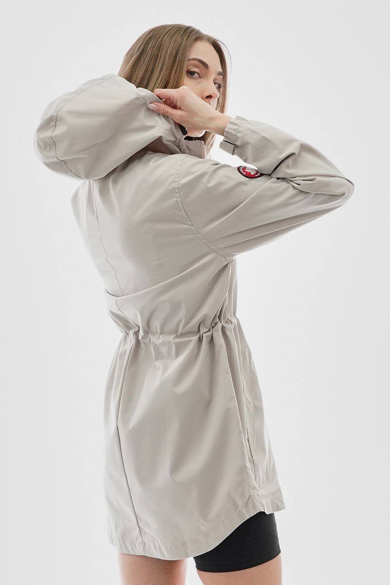 Canada Weather Gear Coated Microfiber Hooded Lightweight Jacket - Cream - Womens Lightweight Jackets - Canada Weather Gear