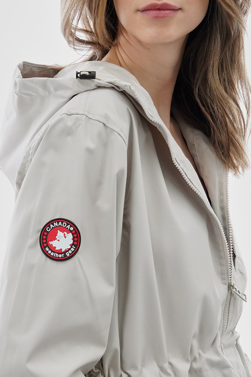 Canada Weather Gear Coated Microfiber Hooded Lightweight Jacket - Cream - Womens Lightweight Jackets - Canada Weather Gear