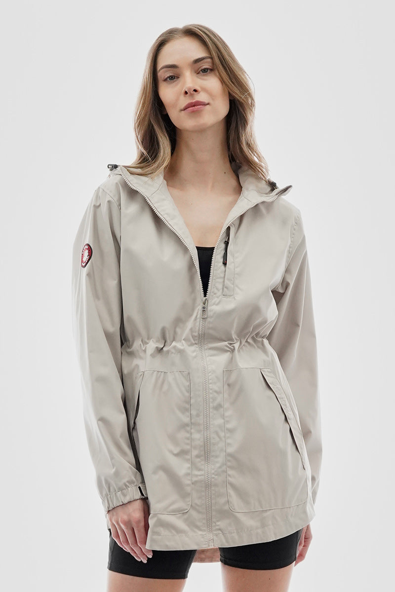Canada Weather Gear Coated Microfiber Hooded Lightweight Jacket - Cream - Womens Lightweight Jackets - Canada Weather Gear