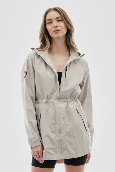 Canada Weather Gear Coated Microfiber Hooded Lightweight Jacket - Cream - Womens Lightweight Jackets - Canada Weather Gear