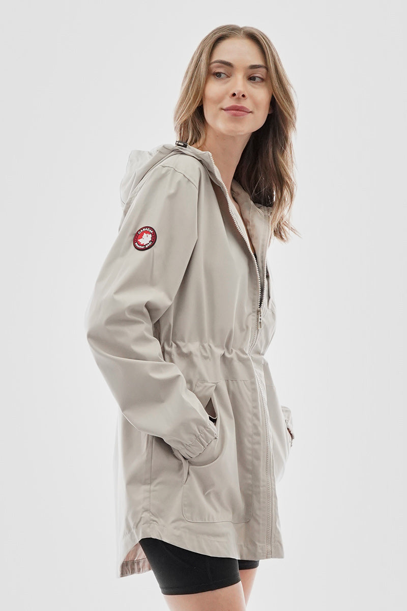 Canada Weather Gear Coated Microfiber Hooded Lightweight Jacket - Cream - Womens Lightweight Jackets - Canada Weather Gear