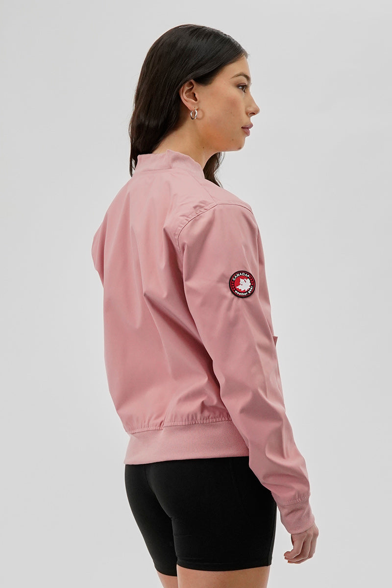 Canada Weather Gear Basic Zip Up Bomber Lightweight Jacket - Pink - Womens Lightweight Jackets - Canada Weather Gear