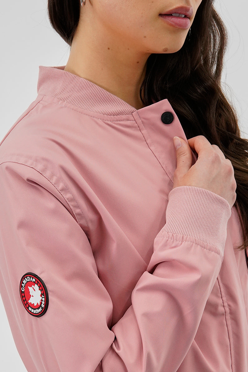Canada Weather Gear Basic Zip Up Bomber Lightweight Jacket - Pink - Womens Lightweight Jackets - Canada Weather Gear