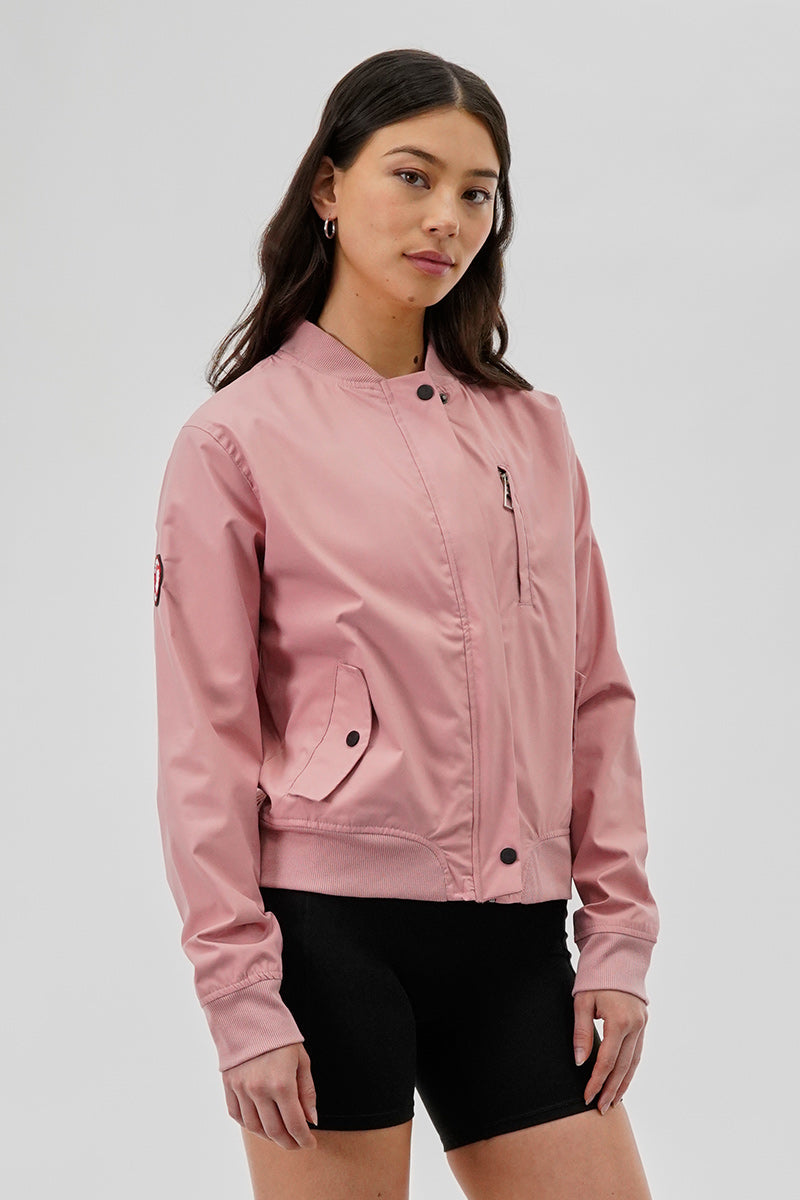 Canada Weather Gear Basic Zip Up Bomber Lightweight Jacket - Pink - Womens Lightweight Jackets - Canada Weather Gear