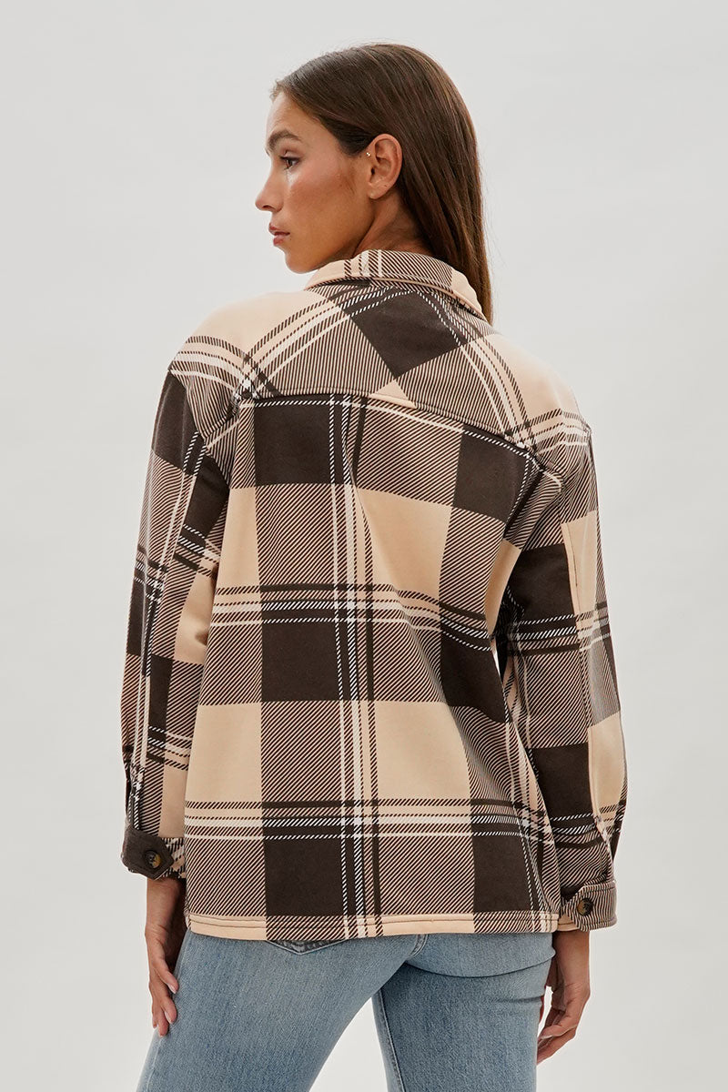 Canada Weather Gear Plaid Button Up Lightweight Jacket - Beige - Womens Lightweight Jackets - Canada Weather Gear