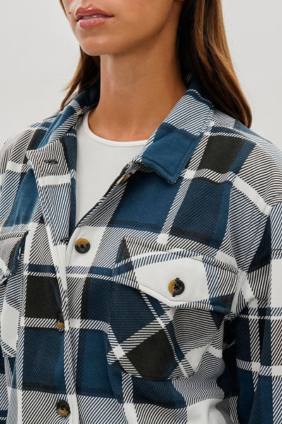 Canada Weather Gear Plaid Button Up Lightweight Jacket - Teal - Womens Lightweight Jackets - Canada Weather Gear