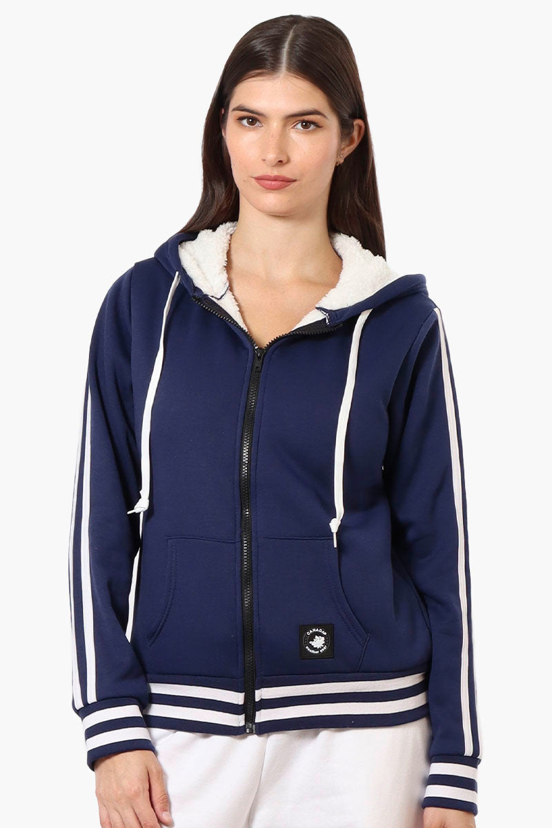 Canada Weather Gear Hooded Sherpa Lined Lightweight Jacket - Navy - Womens Lightweight Jackets - Canada Weather Gear