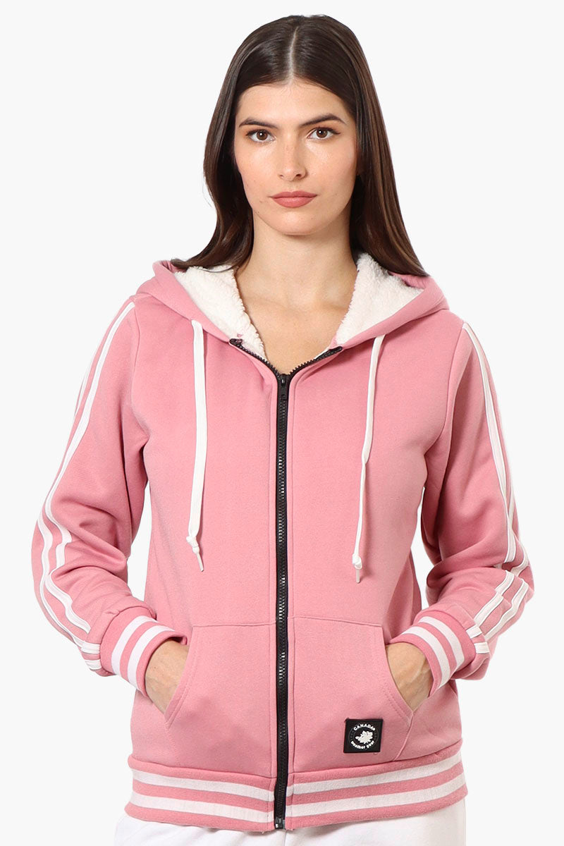 Canada Weather Gear Hooded Sherpa Lined Lightweight Jacket - Pink - Womens Lightweight Jackets - Canada Weather Gear