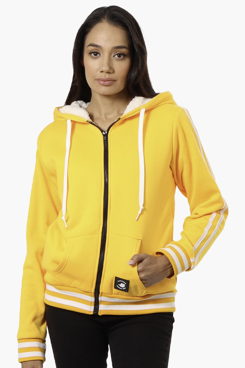 Canada Weather Gear Hooded Sherpa Lined Lightweight Jacket - Yellow - Womens Lightweight Jackets - Canada Weather Gear