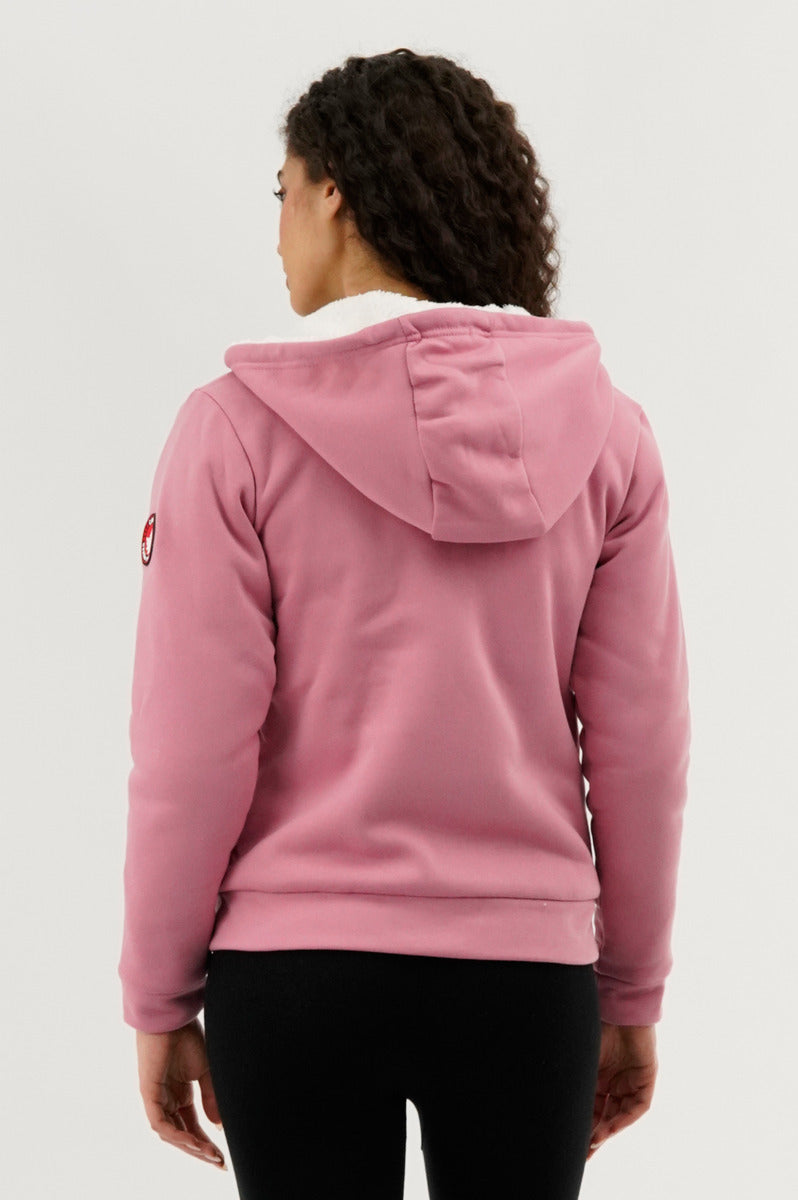 Canada Weather Gear Fleece Lined Zip Up Hoodie - Pink - Womens Hoodies & Sweatshirts - Canada Weather Gear