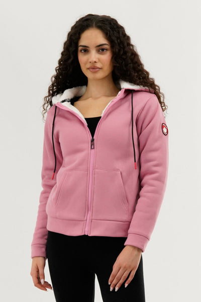 Canada Weather Gear Fleece Lined Zip Up Hoodie - Pink - Womens Hoodies & Sweatshirts - Canada Weather Gear