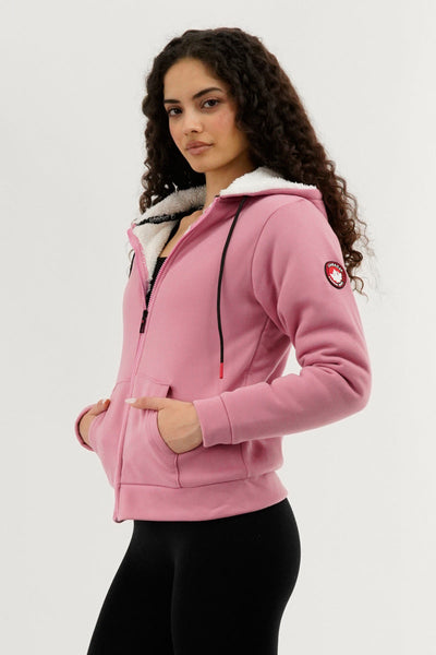 Canada Weather Gear Fleece Lined Zip Up Hoodie - Pink - Womens Hoodies & Sweatshirts - Canada Weather Gear