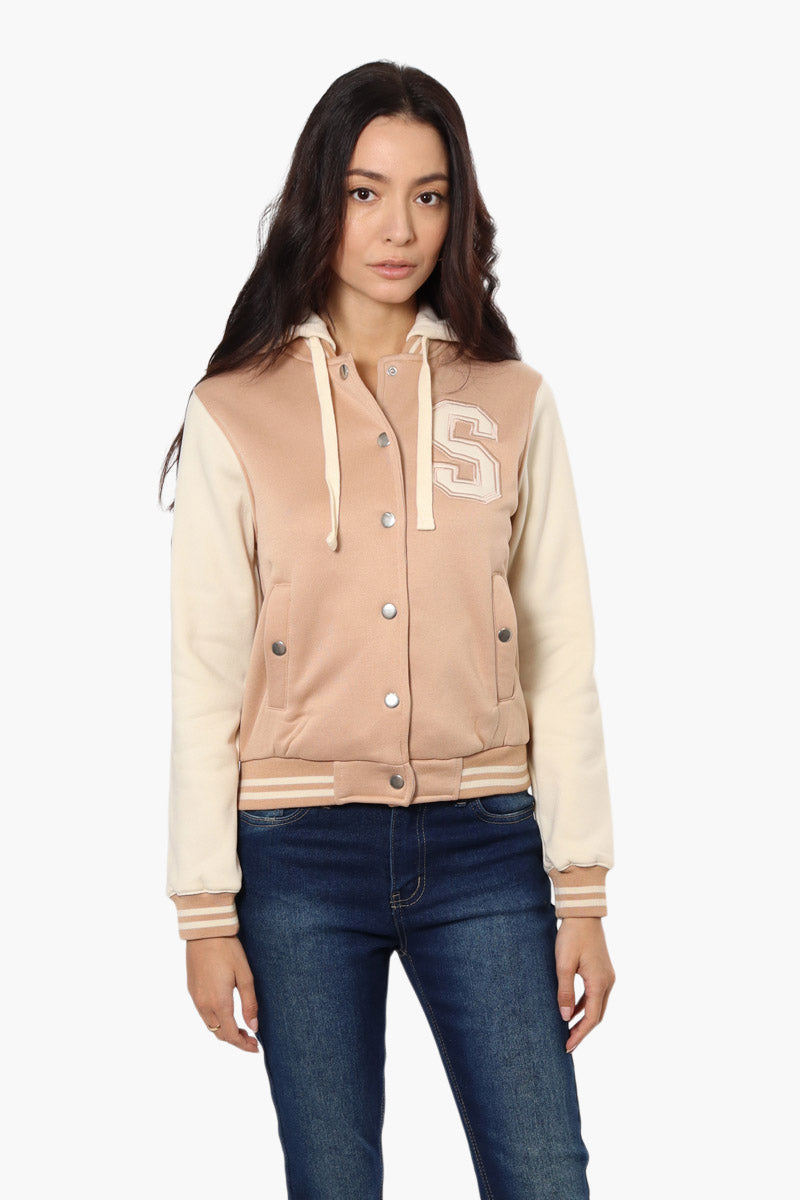 Beige varsity jacket best sale