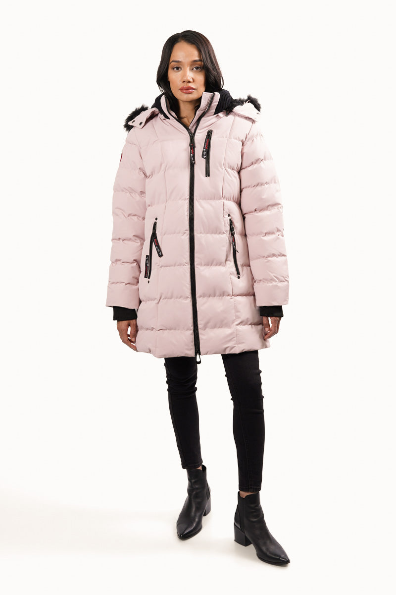 Canada Weather Gear Vegan Fur Hood Parka Jacket - Pink - Womens Parka Jackets - Canada Weather Gear