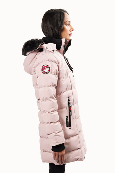 Canada Weather Gear Vegan Fur Hood Parka Jacket - Pink - Womens Parka Jackets - Canada Weather Gear