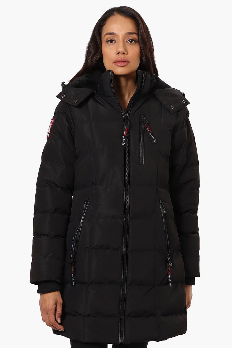 Canada Weather Gear 3/4 Length Bubble Parka Jacket - Black - Womens Parka Jackets - Canada Weather Gear