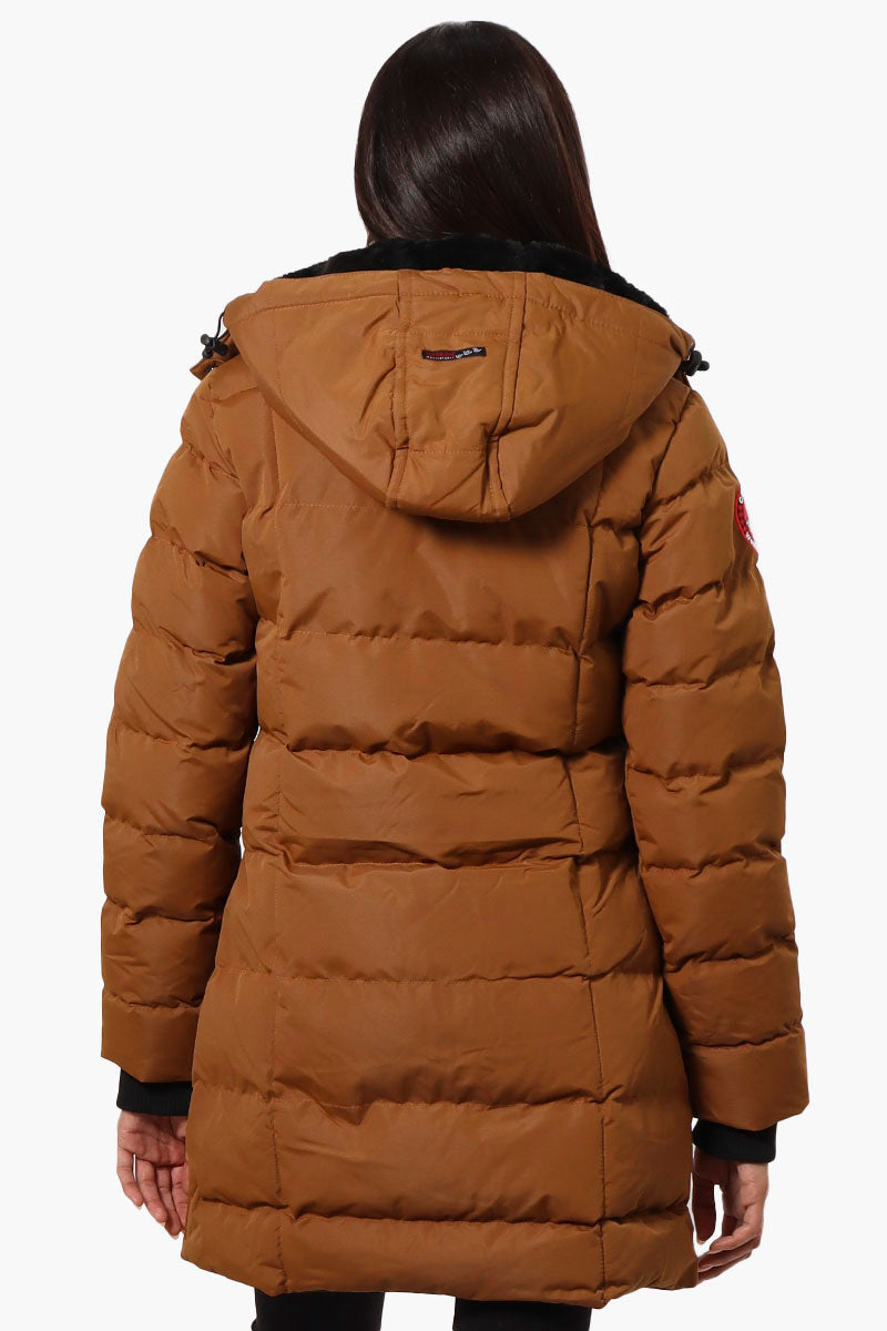 Canada Weather Gear 3/4 Length Bubble Parka Jacket - Brown - Womens Parka Jackets - Canada Weather Gear