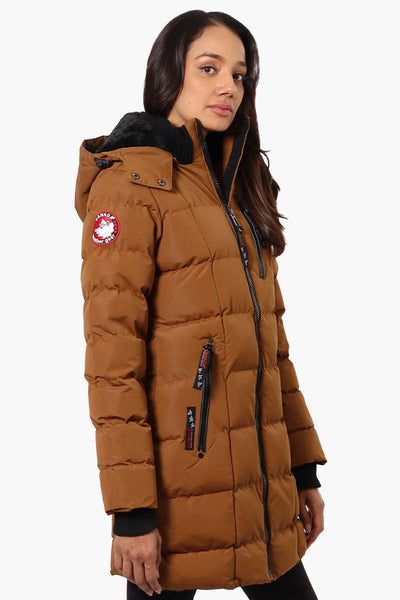 Canada Weather Gear 3/4 Length Bubble Parka Jacket - Brown - Womens Parka Jackets - Canada Weather Gear