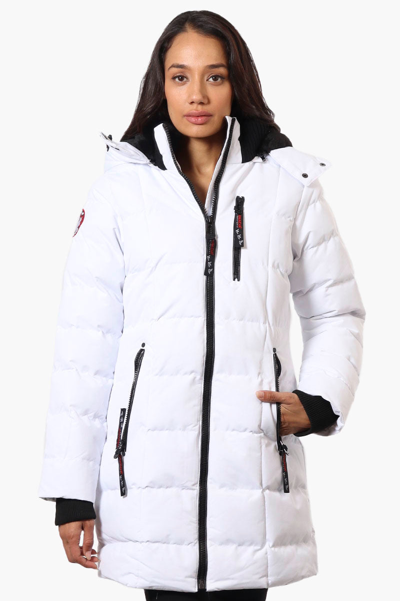 Canada Weather Gear 3/4 Length Bubble Parka Jacket - White - Womens Parka Jackets - Canada Weather Gear