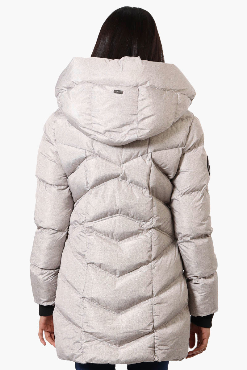 Canada Weather Gear Chevron Quilted Puffer Parka Jacket - Stone - Womens Parka Jackets - Canada Weather Gear