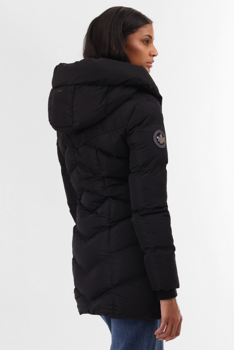 Canada Weather Gear Chevron Quilted Parka Jacket - Black - Womens Parka Jackets - Canada Weather Gear