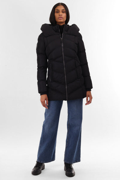 Canada Weather Gear Chevron Quilted Parka Jacket - Black - Womens Parka Jackets - Canada Weather Gear