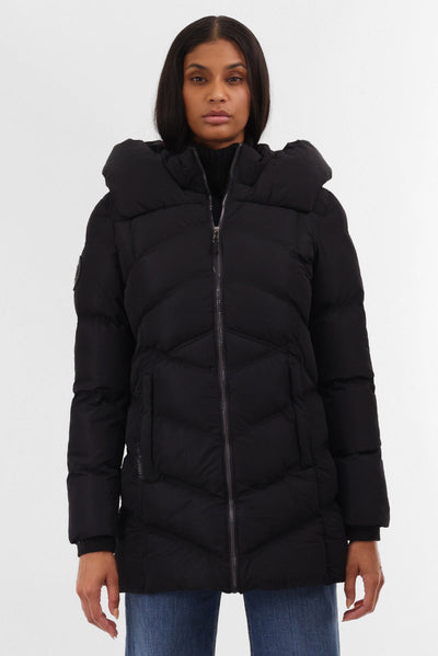 Canada Weather Gear Chevron Quilted Parka Jacket - Black - Womens Parka Jackets - Canada Weather Gear