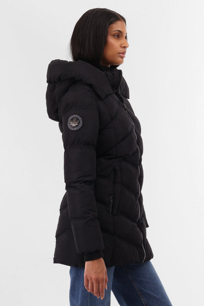 Canada Weather Gear Chevron Quilted Parka Jacket - Black - Womens Parka Jackets - Canada Weather Gear
