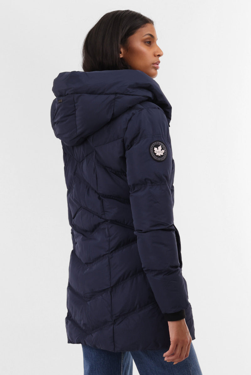 Canada Weather Gear Chevron Quilted Parka Jacket - Navy - Womens Parka Jackets - Canada Weather Gear