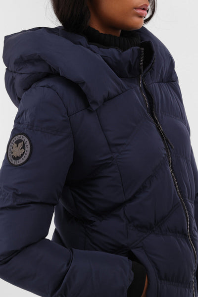 Canada Weather Gear Chevron Quilted Parka Jacket - Navy - Womens Parka Jackets - Canada Weather Gear