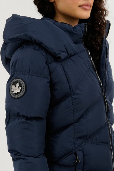 Canada Weather Gear Chevron Quilted Parka Jacket - Navy - Womens Parka Jackets - Canada Weather Gear