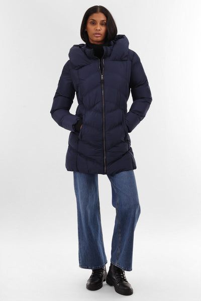 Canada Weather Gear Chevron Quilted Parka Jacket - Navy - Womens Parka Jackets - Canada Weather Gear