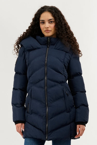 Canada Weather Gear Chevron Quilted Parka Jacket - Navy - Womens Parka Jackets - Canada Weather Gear