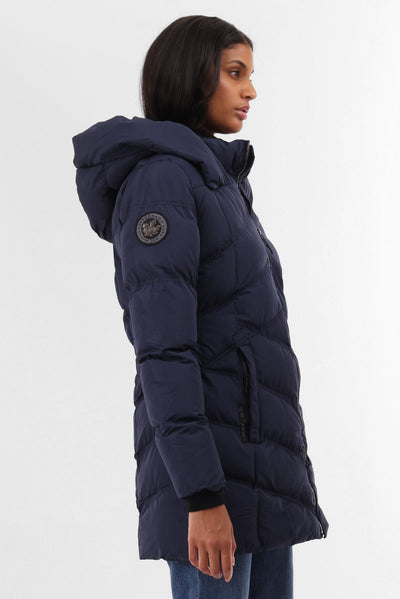 Canada Weather Gear Chevron Quilted Parka Jacket - Navy - Womens Parka Jackets - Canada Weather Gear