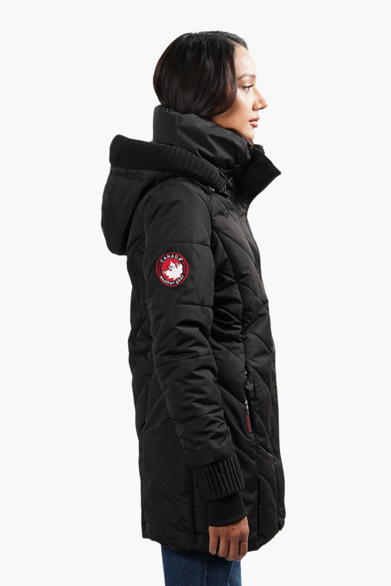 Canada Weather Gear Chevron Stitch Parka Jacket - Black - Womens Parka Jackets - Canada Weather Gear