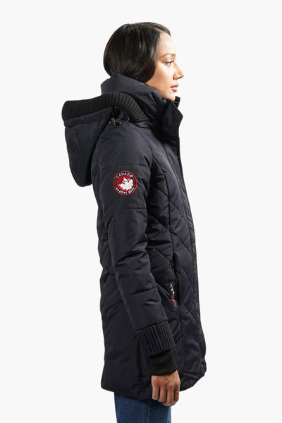 Canada Weather Gear Chevron Stitch Parka Jacket - Navy - Womens Parka Jackets - Canada Weather Gear